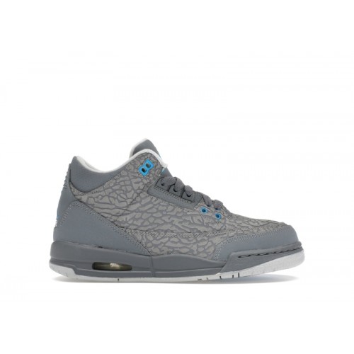 Air Jordan 3 Retro GS Cool Grey Blue Glow - подростковая сетка размеров