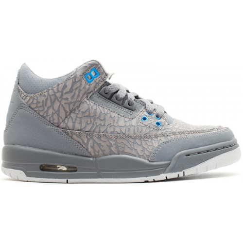 Кроссы Jordan 3 Retro Flip Cool Grey Blue Glow (GS) - подростковая сетка размеров