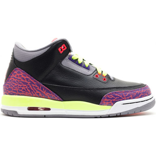 Кроссы Jordan 3 Retro Black Atomic Red Volt (GS) - подростковая сетка размеров