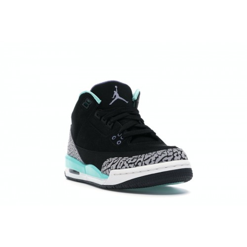 Кроссы Jordan 3 Retro Bleached Turquoise Mint (GS) - подростковая сетка размеров