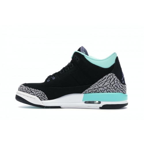 Кроссы Jordan 3 Retro Bleached Turquoise Mint (GS) - подростковая сетка размеров