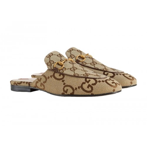 Gucci Princetown Slipper Jumbo GG Camel Canvas - мужская сетка размеров