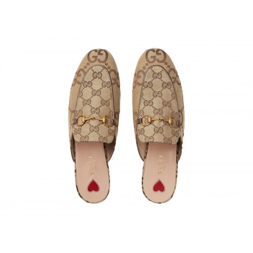 Gucci Princetown Slipper Jumbo GG Camel Canvas - мужская сетка размеров