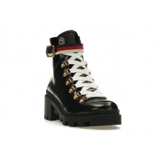 Gucci Sylvie Web 55mm Ankle Boot Black Leather