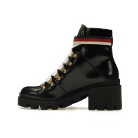 Gucci Sylvie Web 55mm Ankle Boot Black Leather