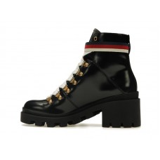Gucci Sylvie Web 55mm Ankle Boot Black Leather
