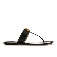 Gucci Double G Thong Sandal Black Leather