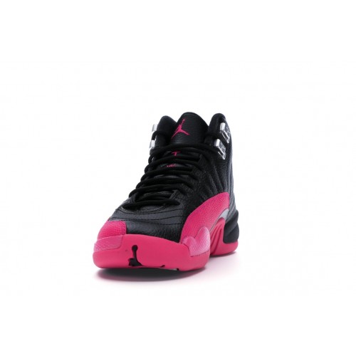 Кроссы Jordan 12 Retro Black Deadly Pink (GS) - подростковая сетка размеров