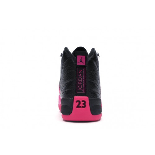 Кроссы Jordan 12 Retro Black Deadly Pink (GS) - подростковая сетка размеров