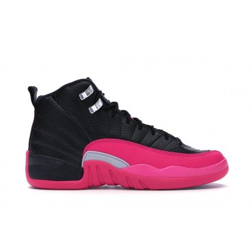 Кроссы Jordan 12 Retro Black Deadly Pink (GS) - подростковая сетка размеров