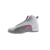 Подростковые кроссовки Jordan 12 Retro Wolf Grey Vivid Pink (GS)