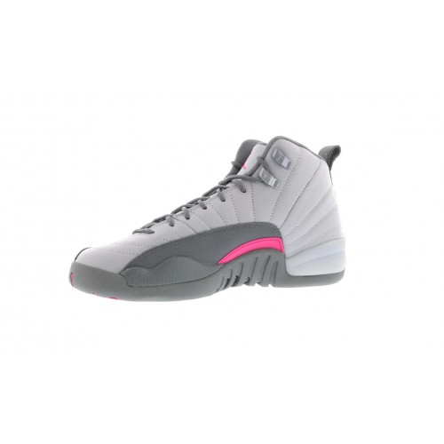 Кроссы Jordan 12 Retro Wolf Grey Vivid Pink (GS) - подростковая сетка размеров