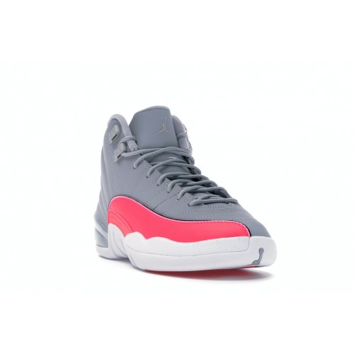 Кроссы Jordan 12 Retro Wolf Grey Racer Pink (GS) - подростковая сетка размеров