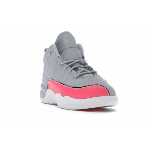 Кроссы Jordan 12 Retro Wolf Grey Racer Pink (PS) - детская сетка размеров