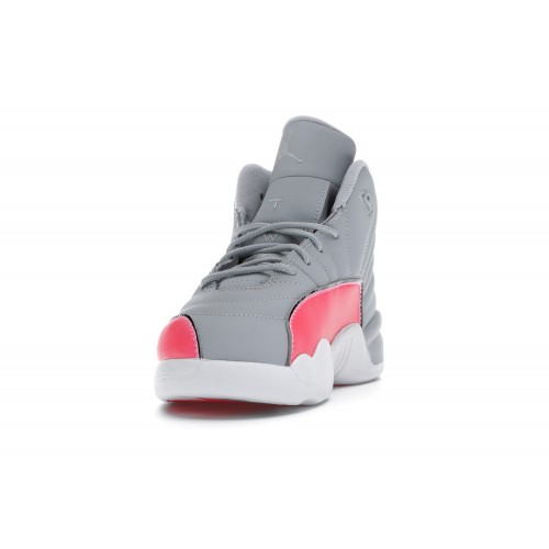 Кроссы Jordan 12 Retro Wolf Grey Racer Pink (PS) - детская сетка размеров