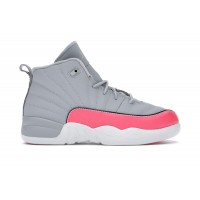 Детские кроссовки Jordan 12 Retro Wolf Grey Racer Pink (PS)