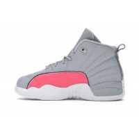 Детские кроссовки Jordan 12 Retro Wolf Grey Racer Pink (PS)