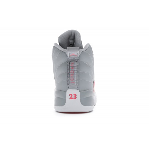 Кроссы Jordan 12 Retro Wolf Grey Racer Pink (PS) - детская сетка размеров