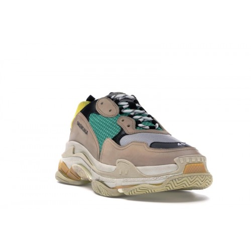 Кроссы Balenciaga Triple S Beige Green Yellow (2018 Reissue) - мужская сетка размеров