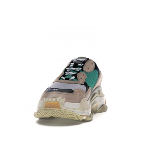 Кроссы Balenciaga Triple S Beige Green Yellow (2018 Reissue) - мужская сетка размеров