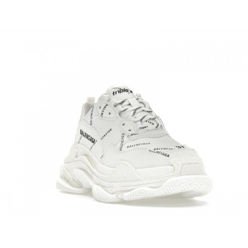 Кроссы Balenciaga Triple S Allover Logo White (W) - женская сетка размеров