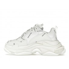 Женские Balenciaga Triple S Allover Logo White (W)