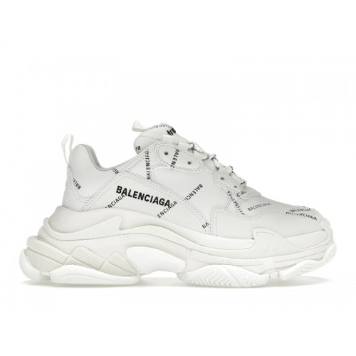 Кроссы Balenciaga Triple S Allover Logo White (W) - женская сетка размеров
