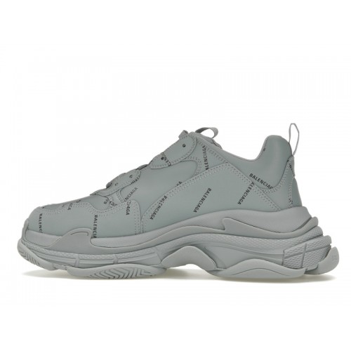 Кроссы Balenciaga Triple S AllOver Logo Grey Black - мужская сетка размеров