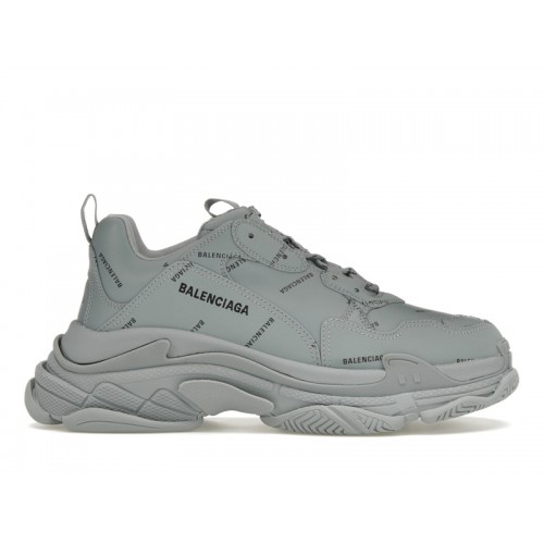 Кроссы Balenciaga Triple S AllOver Logo Grey Black - мужская сетка размеров