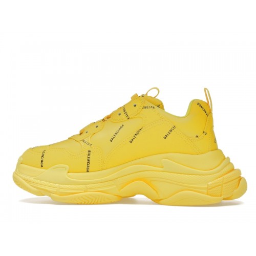 Balenciaga Triple S Allover Logo Yellow - мужская сетка размеров