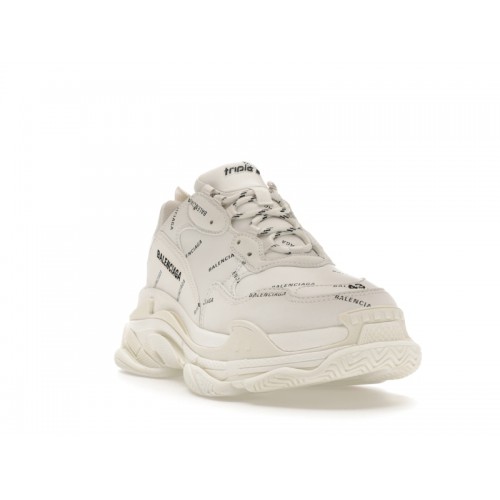 Кроссы Balenciaga Triple S Allover Logo White - мужская сетка размеров