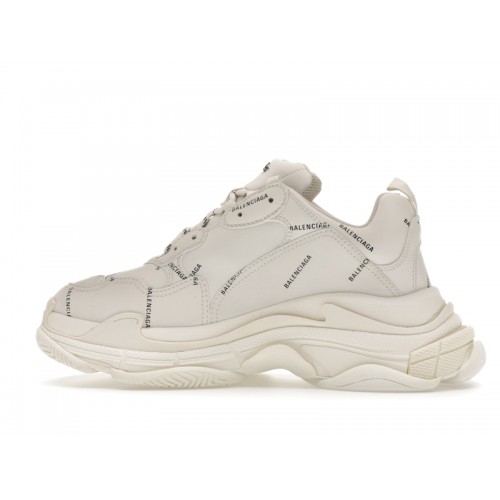 Кроссы Balenciaga Triple S Allover Logo White - мужская сетка размеров