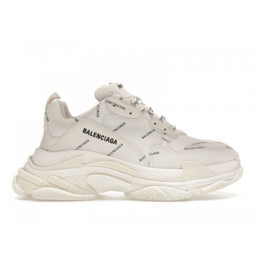 Кроссы Balenciaga Triple S Allover Logo White - мужская сетка размеров