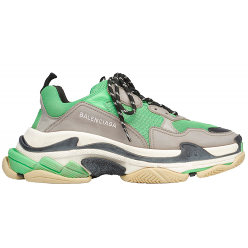 Кроссы Balenciaga Triple S Green Grey - мужская сетка размеров