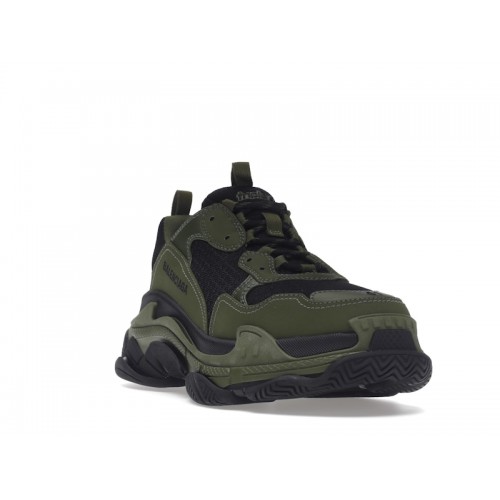 Кроссы Balenciaga Triple S Dark Green Black - мужская сетка размеров