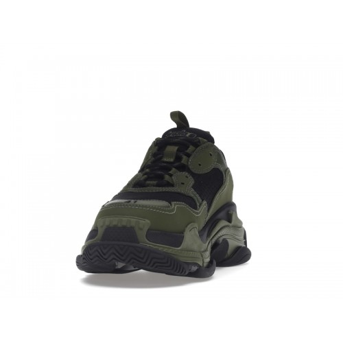 Кроссы Balenciaga Triple S Dark Green Black - мужская сетка размеров