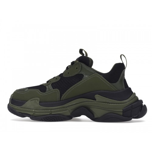 Кроссы Balenciaga Triple S Dark Green Black - мужская сетка размеров