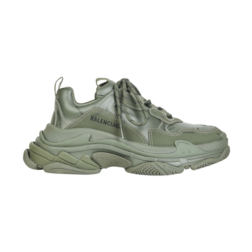 Кроссы Balenciaga All Over Logo Triple S Green Black - мужская сетка размеров