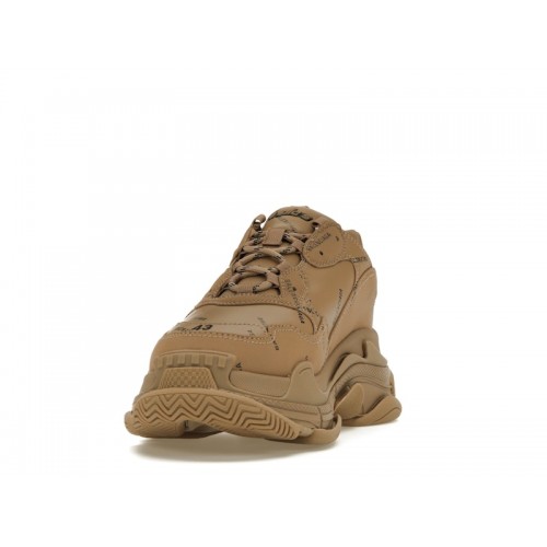 Кроссы Balenciaga All Over Logo Triple S Beige - мужская сетка размеров