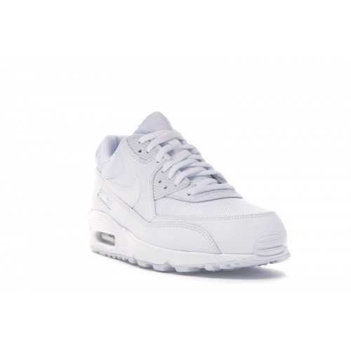 Кроссы Nike Air Max 90 Triple White - мужская сетка размеров