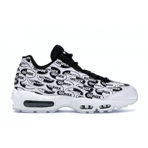 Кроссы Nike Air Max 95 All Over Print White Black - мужская сетка размеров