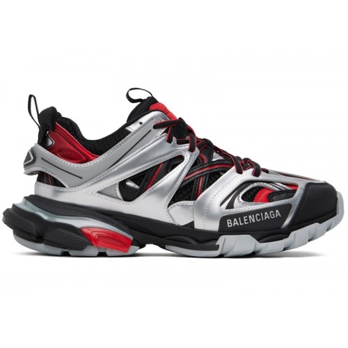 Кроссы Balenciaga Track Black Red White Silver - мужская сетка размеров