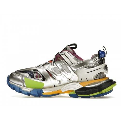 Кроссы Balenciaga Track Leather Free White Silver Multi - мужская сетка размеров