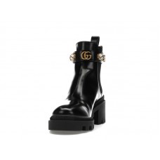 Gucci Crystal Belt 60mm Ankle Boot Black Leather