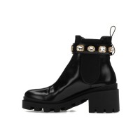 Gucci Crystal Belt 60mm Ankle Boot Black Leather