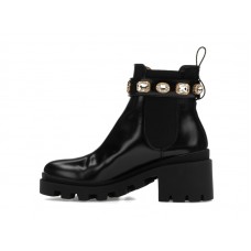 Gucci Crystal Belt 60mm Ankle Boot Black Leather