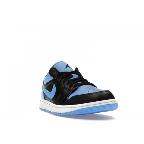 Кроссы Jordan 1 Low Black University Blue - мужская сетка размеров