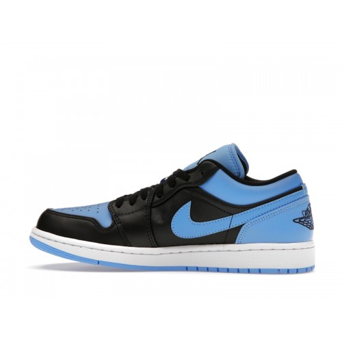 Кроссы Jordan 1 Low Black University Blue - мужская сетка размеров