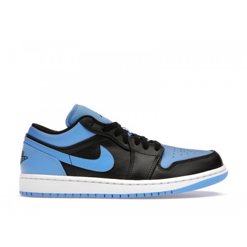 Кроссы Jordan 1 Low Black University Blue - мужская сетка размеров