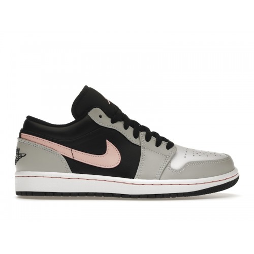 Кроссы Jordan 1 Low Black Grey Pink - мужская сетка размеров